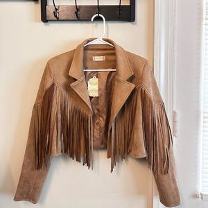 Altar’d State Tan Suede Fringe Jacket NWT
